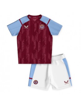 Otroški Nogometna dresi replika Aston Villa Domači 2023-24 Kratek rokav (+ hlače)